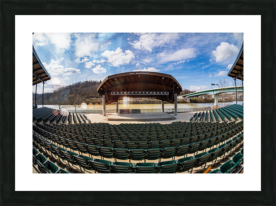 Fisheye lens view of Ruby Amphitheater in Morgantown WV  Framed Print Print