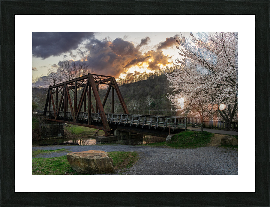 Steel girder bridge carries the bike walking trail over Deckers  Picture Frame print