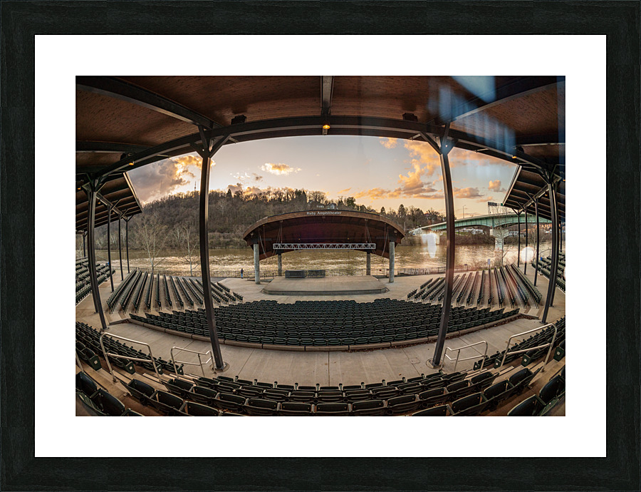 Fisheye lens view of Ruby Amphitheater in Morgantown WV Picture Frame print