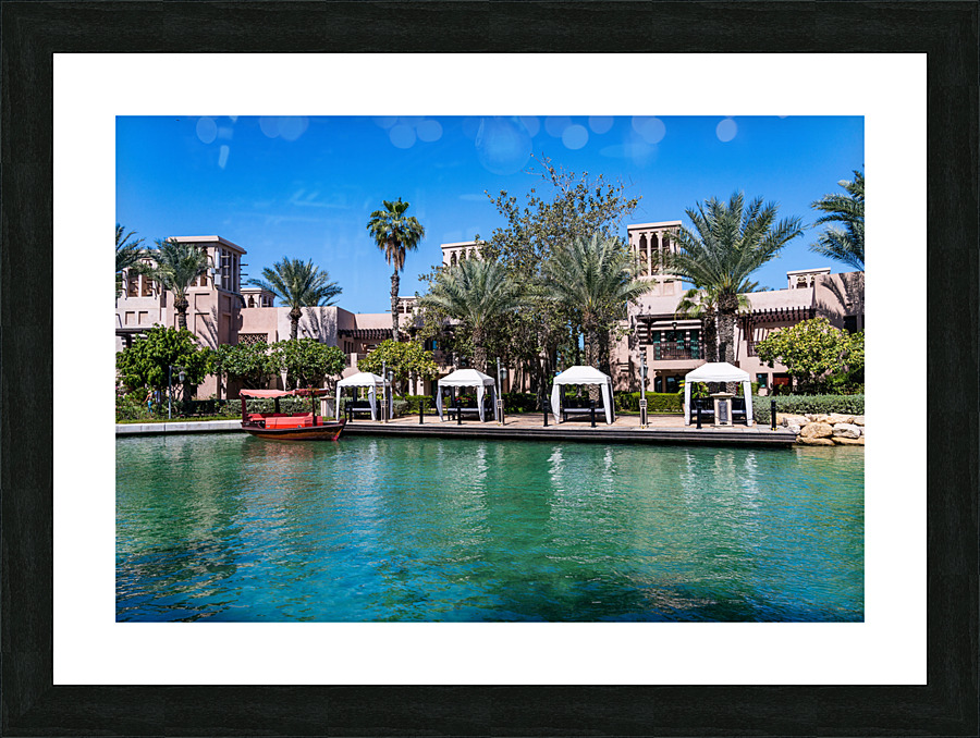 Artificial waterways around Souk Madinat Jumeirah in Dubai Picture Frame print