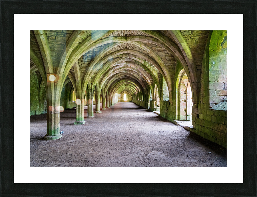 Cellarium at Fountains Abbey ruins in Yorkshire England  Framed Print Print