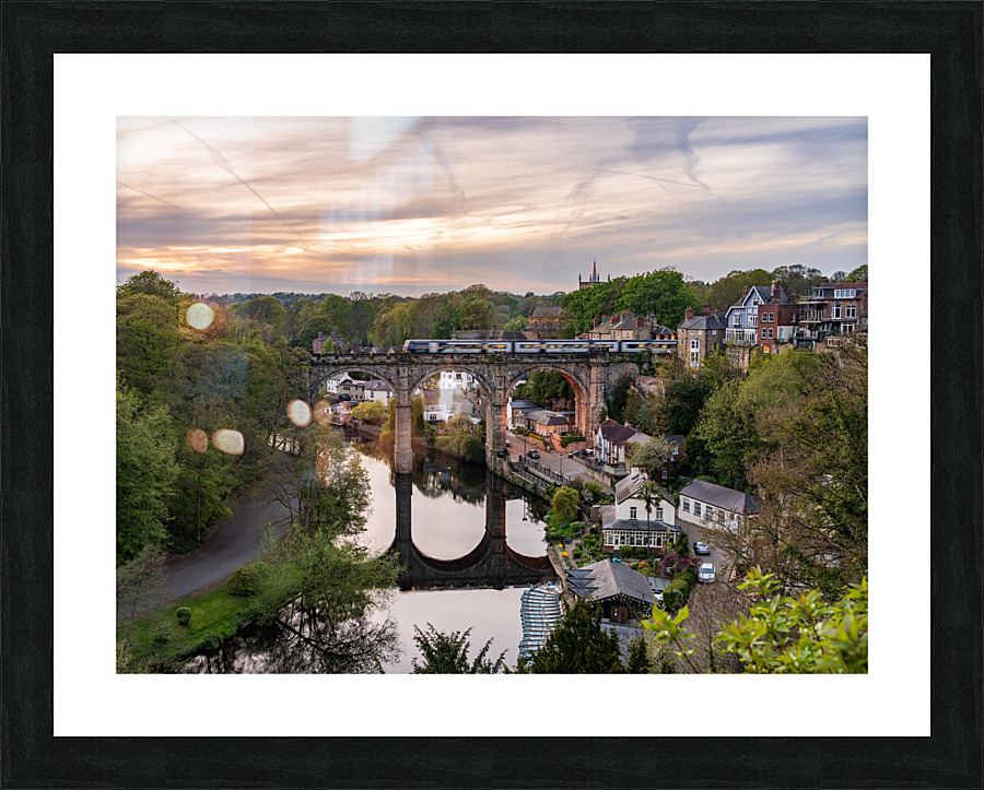 Old stone railway viaduct over River Nidd in Knaresborough Picture Frame print