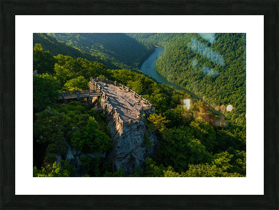 Aerial panorama of Cheat River Gorge overlook Picture Frame print