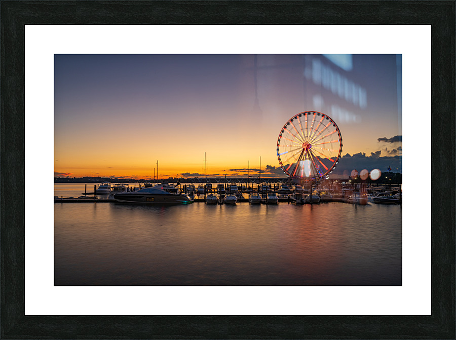 Ferris wheel at National Harbor at sunset Picture Frame print