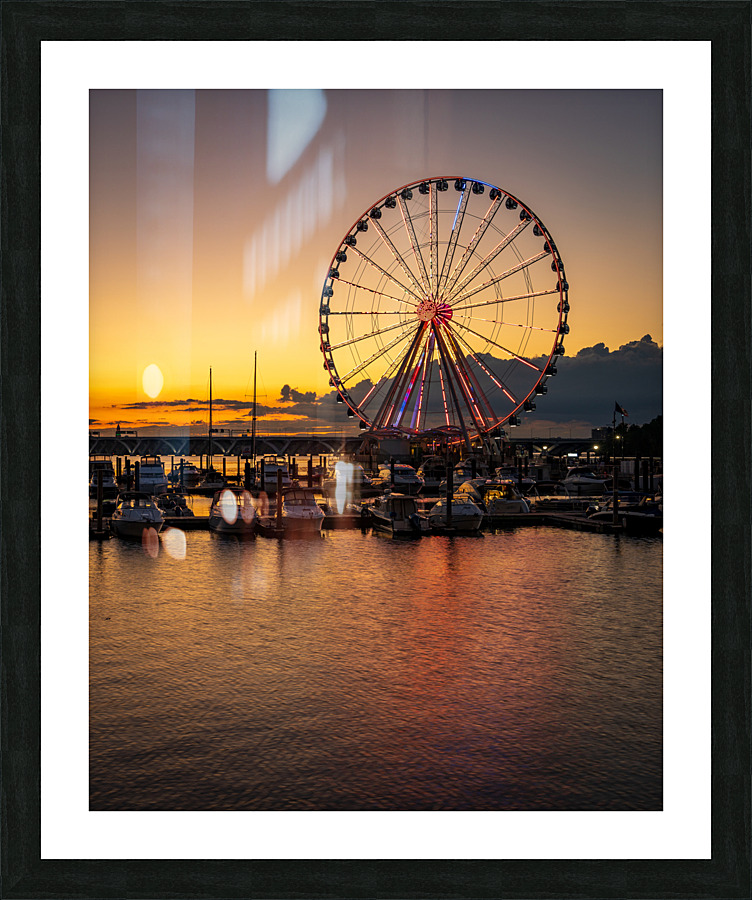 Ferris wheel at National Harbor at sunset Picture Frame print