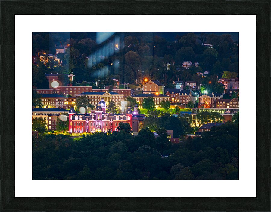 Downtown campus of West Virginia university at nightfall Picture Frame print