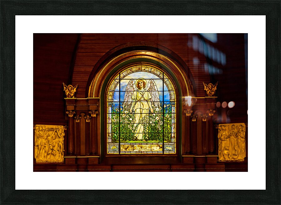 The Angel among the Lilies. Tiffany stained glass window. 1896 Picture Frame print