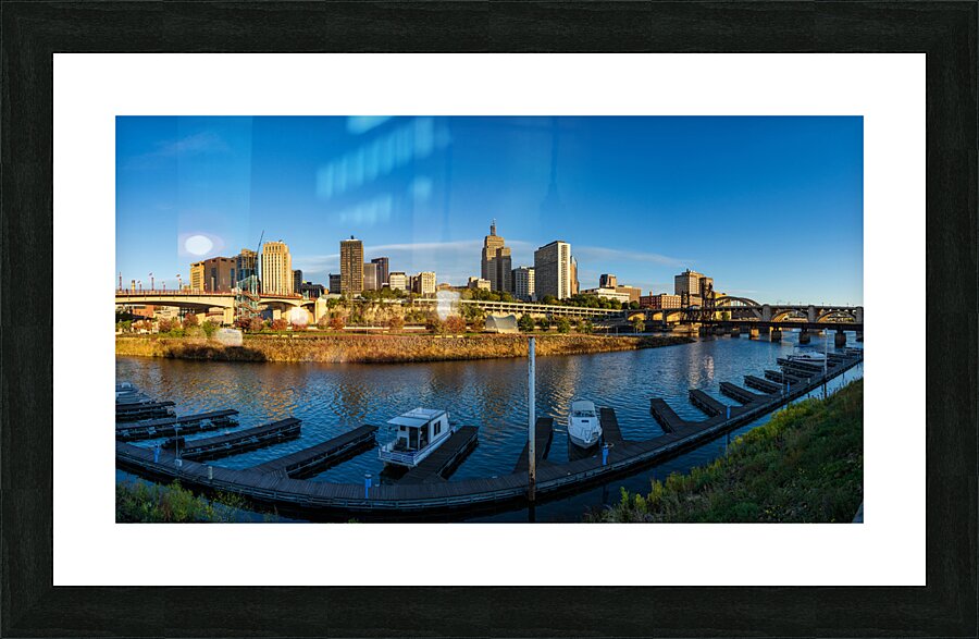 Sunrise over the downtown district of St Paul Minnesota Picture Frame print