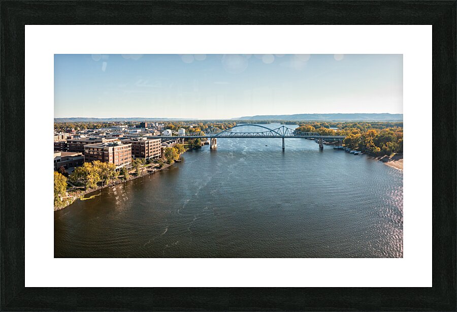 Aerial view of La Crosse Wisconsin and the Mississippi River Picture Frame print
