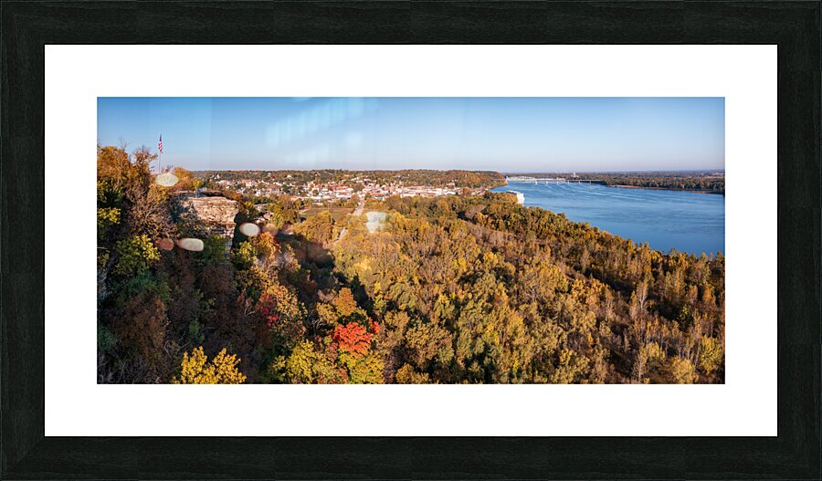 Lovers Leap overlook in Hannibal Missouri with townscape Picture Frame print