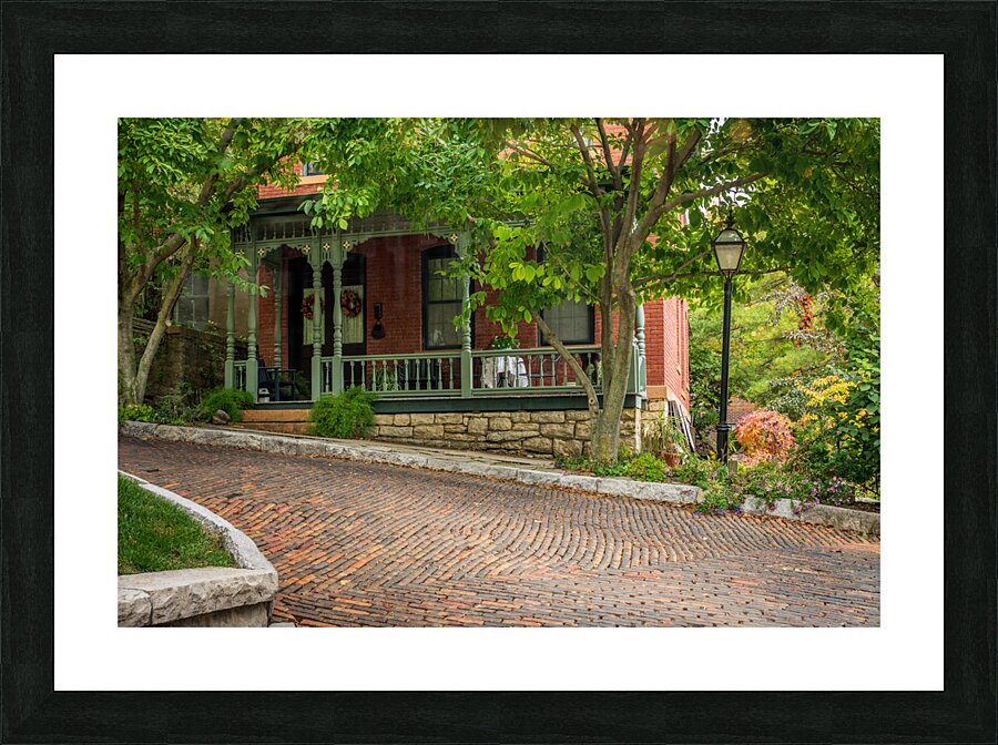 Porch of house on Snake Alley in Burlington Iowa Picture Frame print