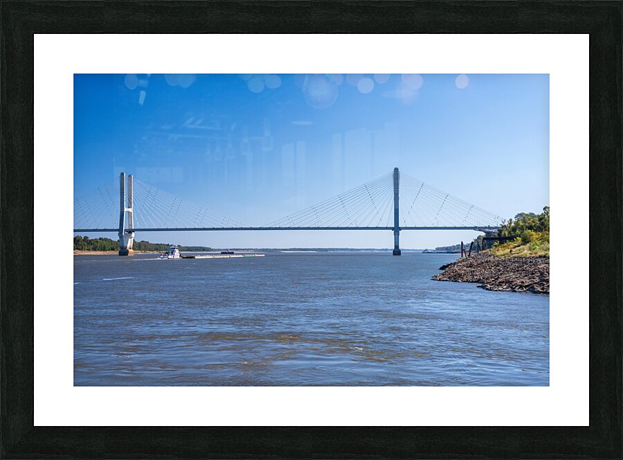 Modern Greenville bridge across the Mississippi to Arkansas with Picture Frame print