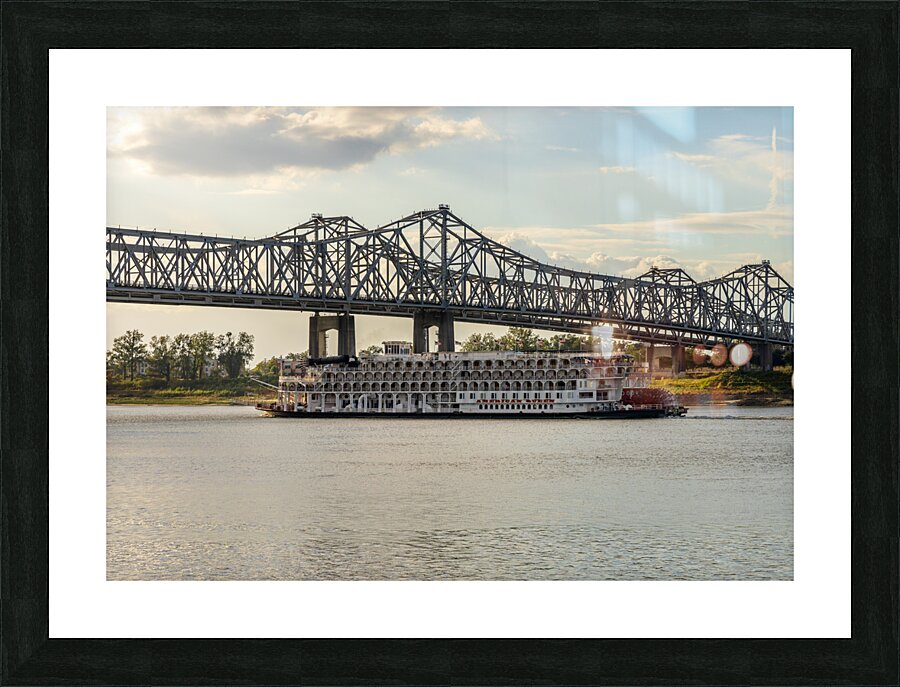 Paddle Steamer American Queen departs from Natchez Mississippi  Framed Print Print