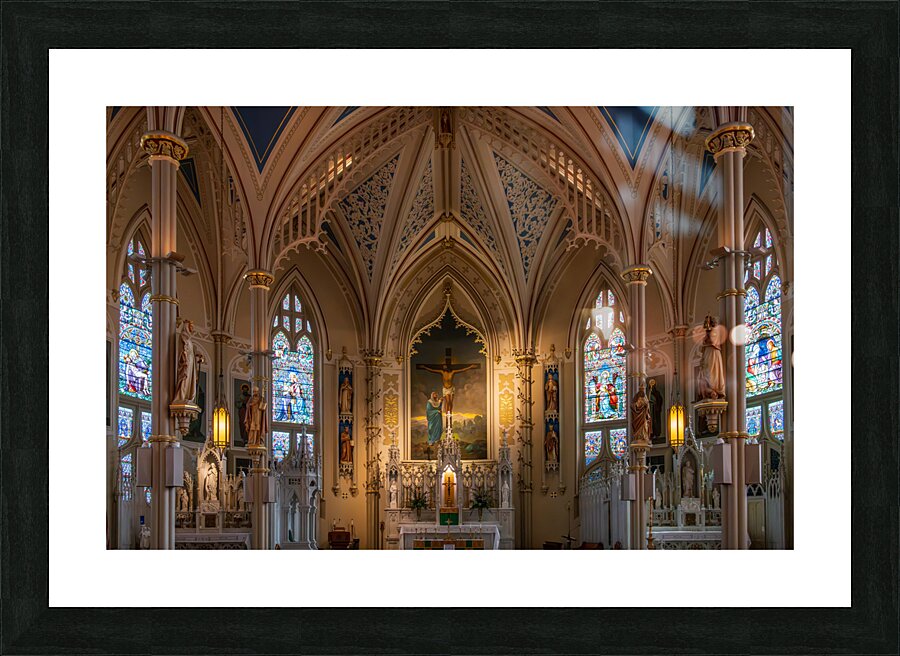 Ornate windows and ceiling of St Mary Basilica in Natchez in Mis  Framed Print Print