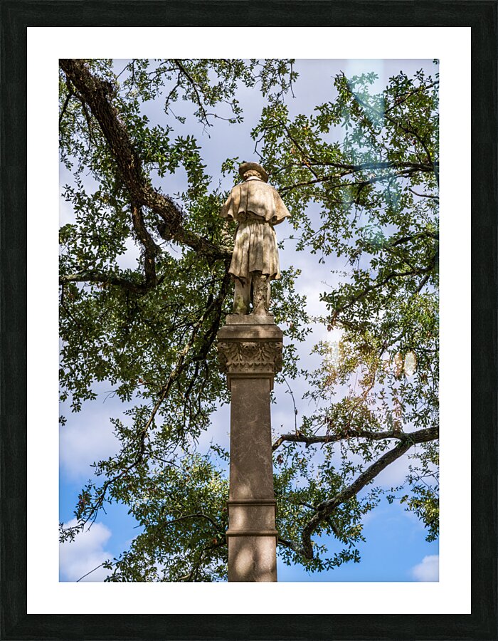 Rear view of statue confederate soldier surrendering in Natchez Picture Frame print