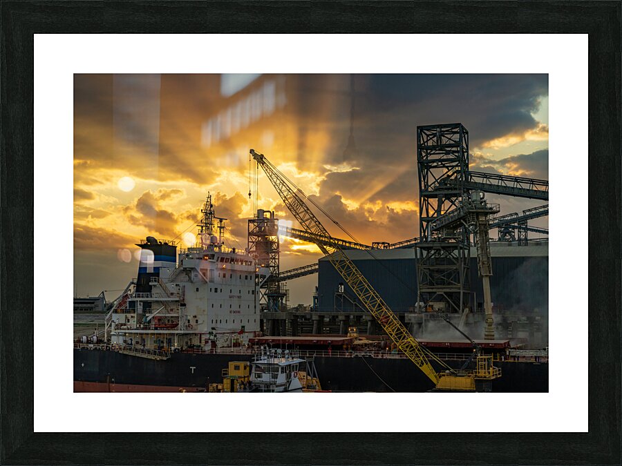 Sunset over Port Allen on Mississippi river in Baton Rouge Loui Picture Frame print