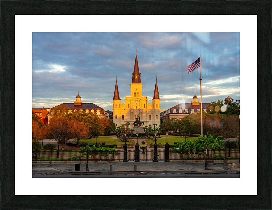 Sunrise on Cathedral Basilica of Saint Louis in New Orleans LA  Framed Print Print