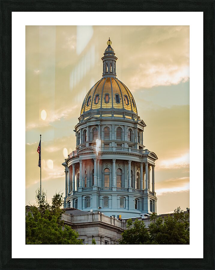 Gold covered dome of State Capitol Denver Picture Frame print