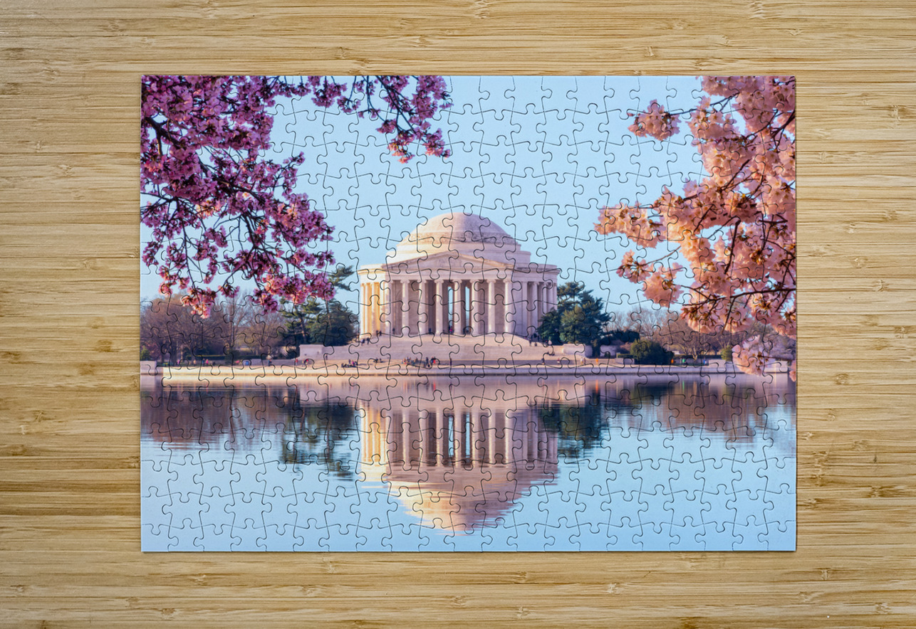 Beautiful early morning Jefferson Memorial with Cherry blossoms Steve Heap Puzzle printing