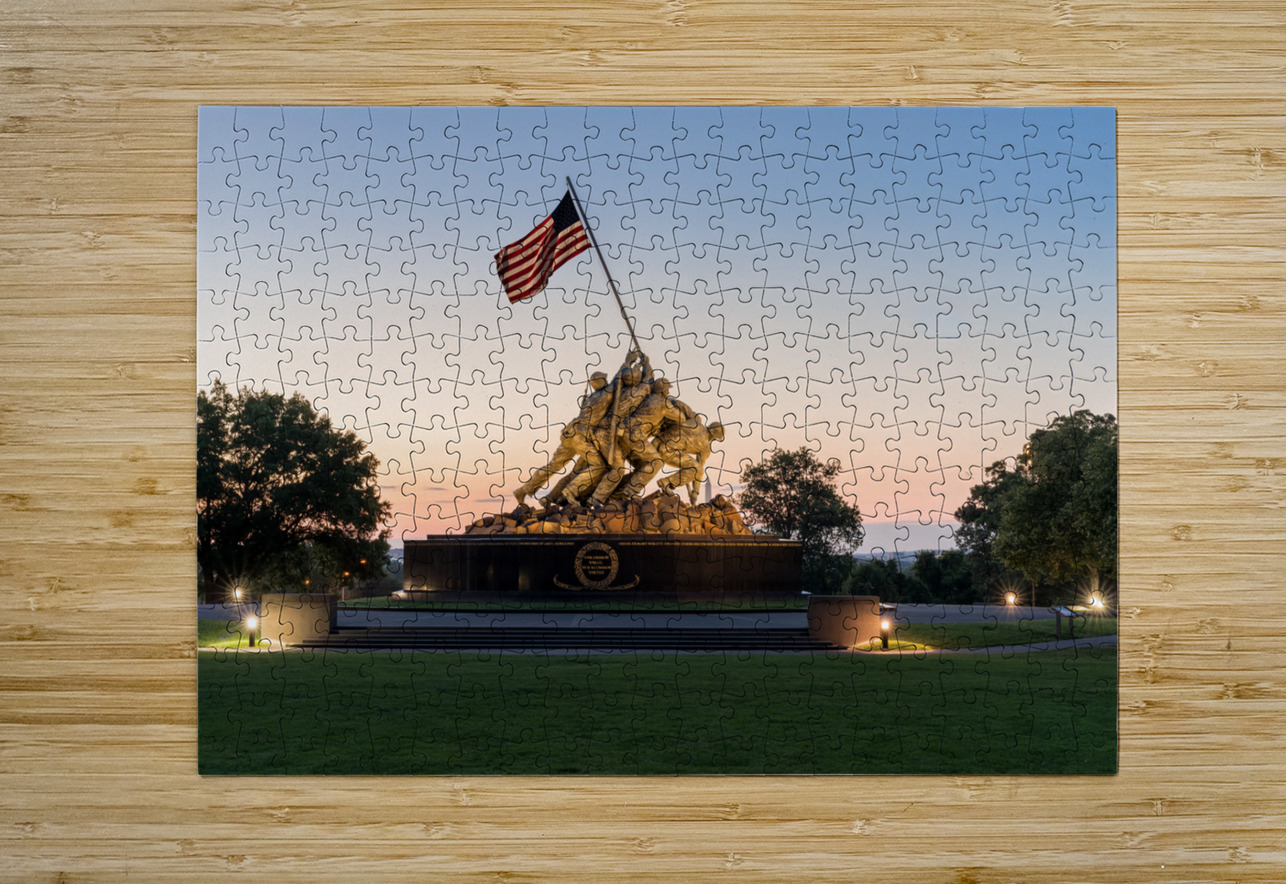 Iwo Jima Memorial at dawn as sun rises Steve Heap Puzzle printing