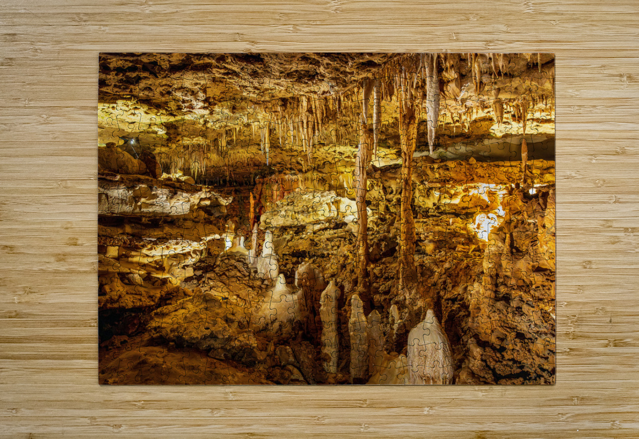 Geologic formations of stalactites and stalagmites in Texas cave Steve Heap Puzzle printing