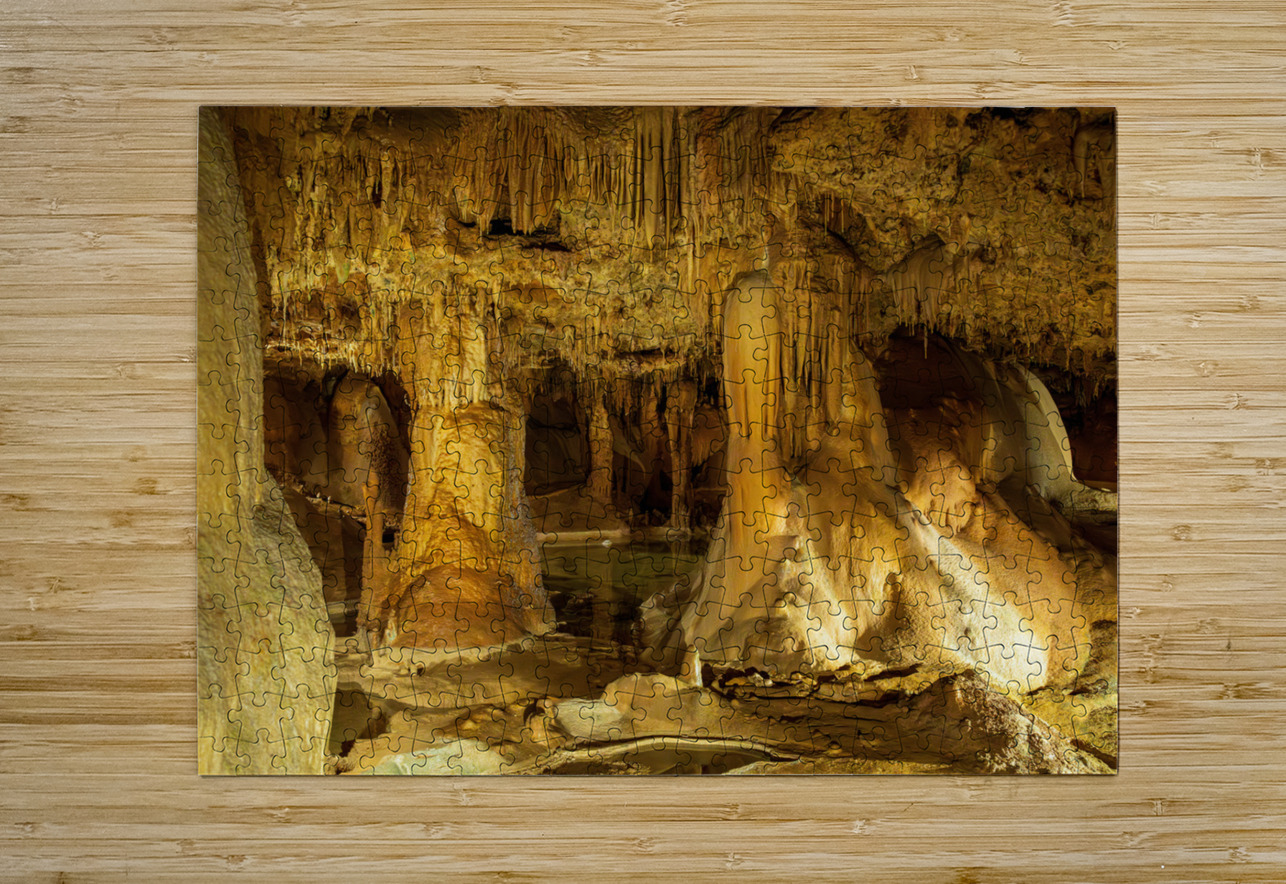 Geologic formations of stalactites and stalagmites in Texas cave Steve Heap Puzzle printing