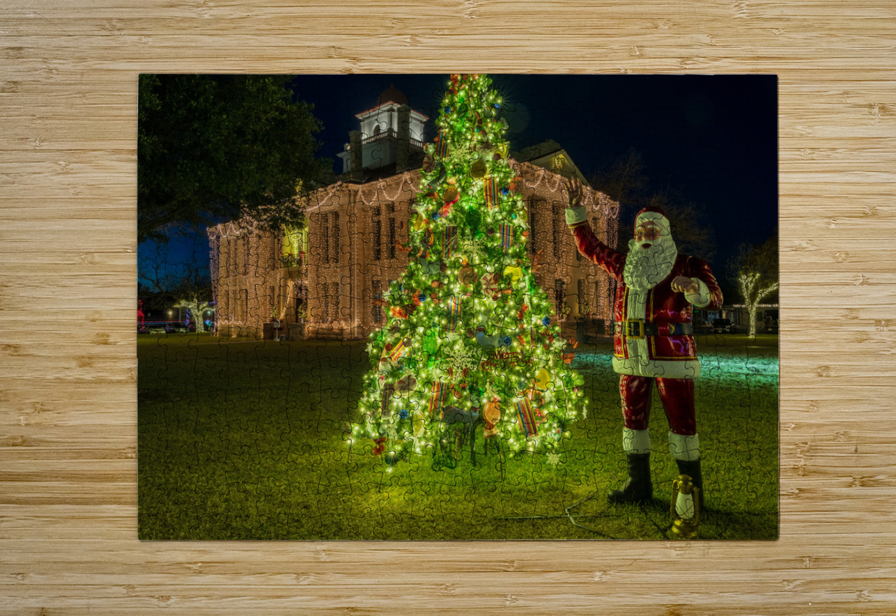 Christmas tree lights spectacular by courthouse in Johnson City Steve Heap Puzzle printing