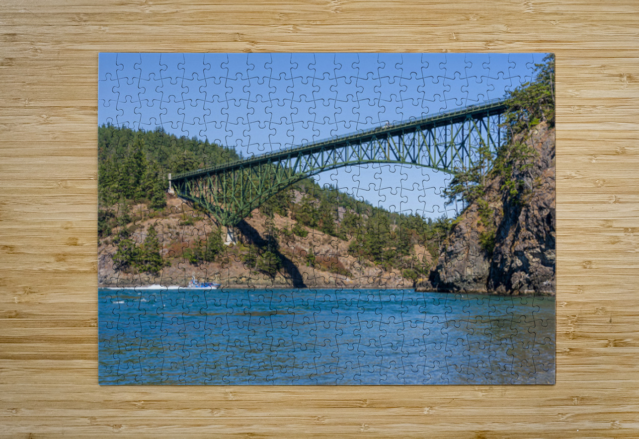 Island Whaler tour sails on Deception Pass under historic cantil Steve Heap Puzzle printing