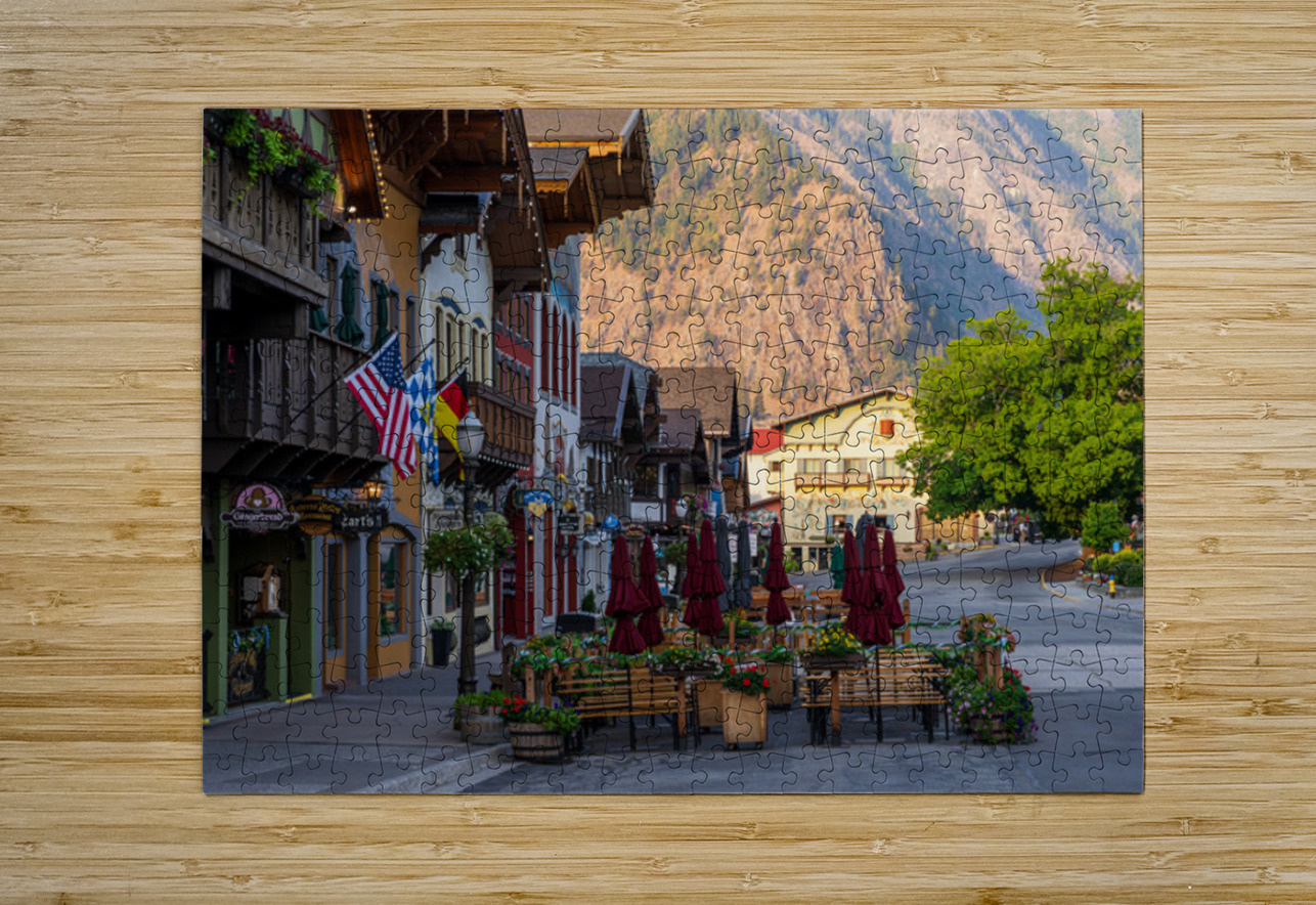 Front street of Leavenworh WA with Alpine German restaurants and Steve Heap Puzzle printing