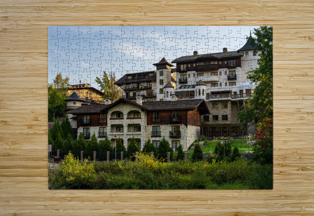 Posthotel by River Wenatchee in Alpine German town of Leavenwort Steve Heap Puzzle printing
