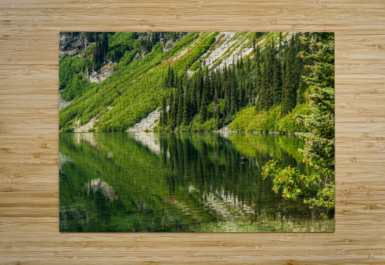 Mirror image reflection of Rainy Lake in North Cascades National Steve Heap Puzzle printing