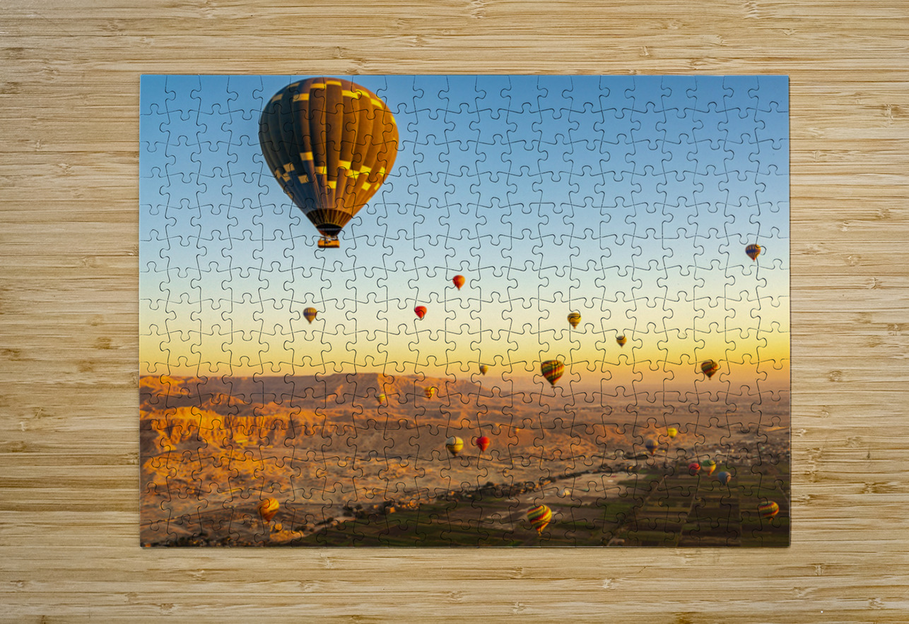 Hot air balloons in sunrise flight over Valley of the Kings in L Steve Heap Puzzle printing