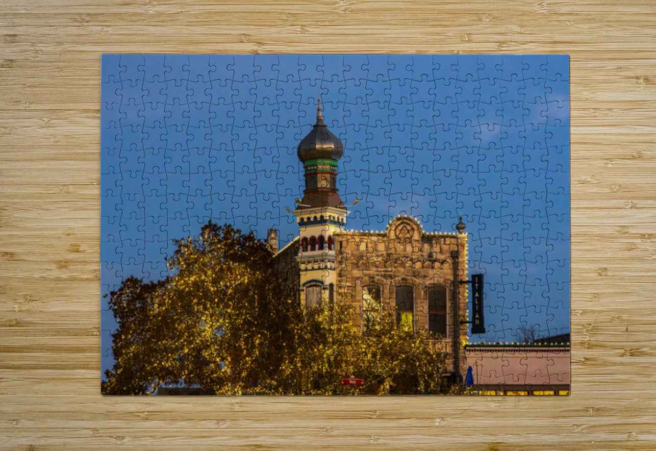 Sunset behind the Old Masonic Lodge in Georgetown Texas Steve Heap Puzzle printing