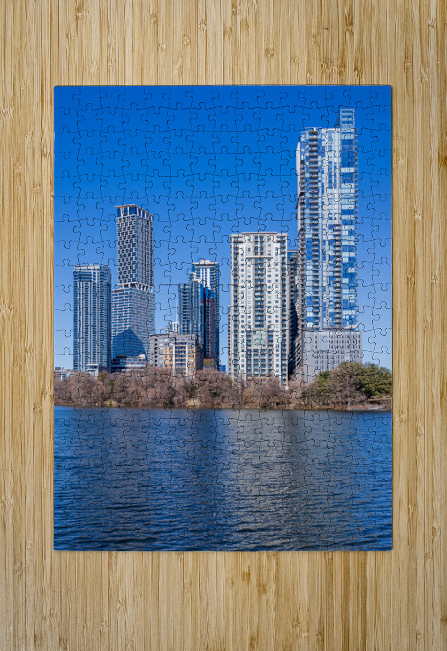 Modern Rainey Street Austin apartments above lake Steve Heap Puzzle printing