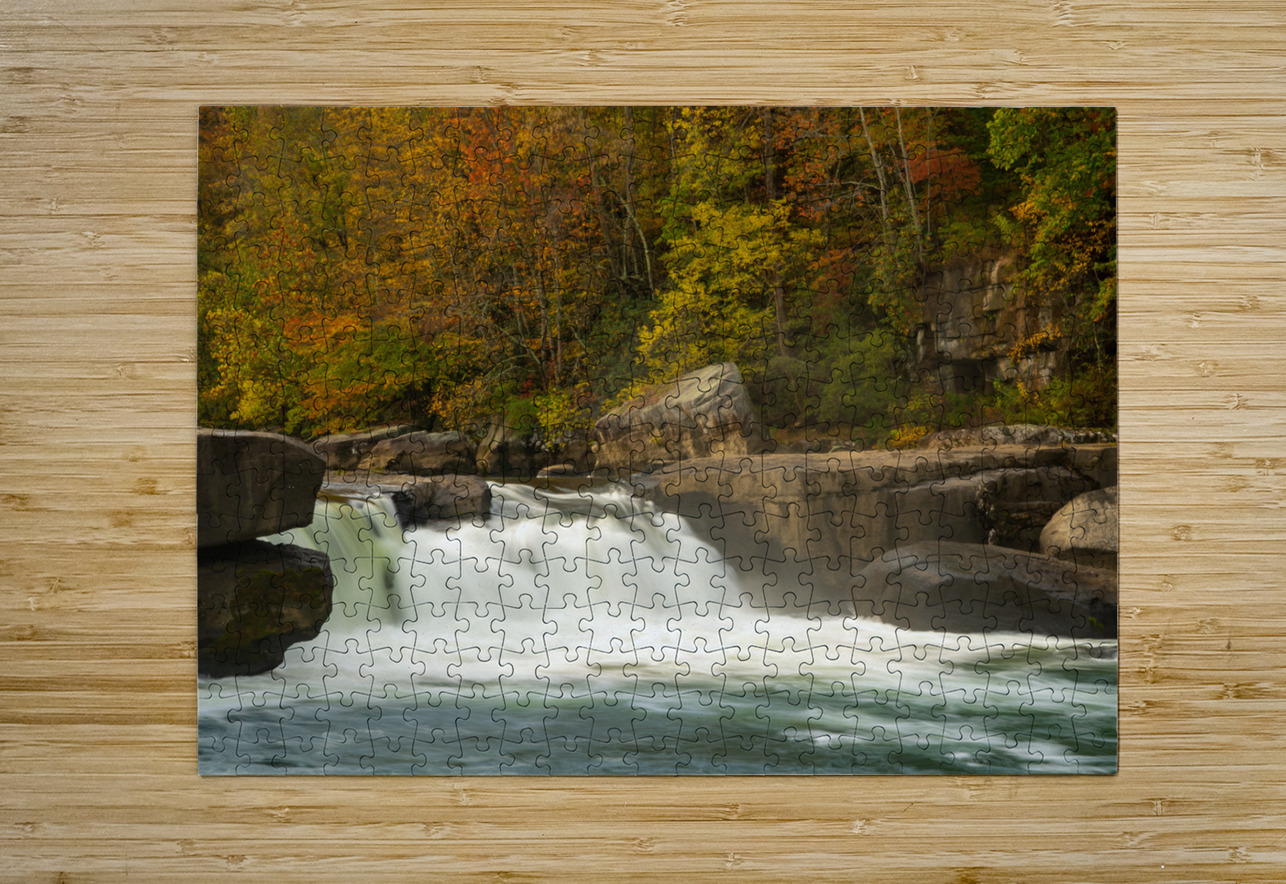 Section of Valley Falls on a misty autumn day Steve Heap Puzzle printing