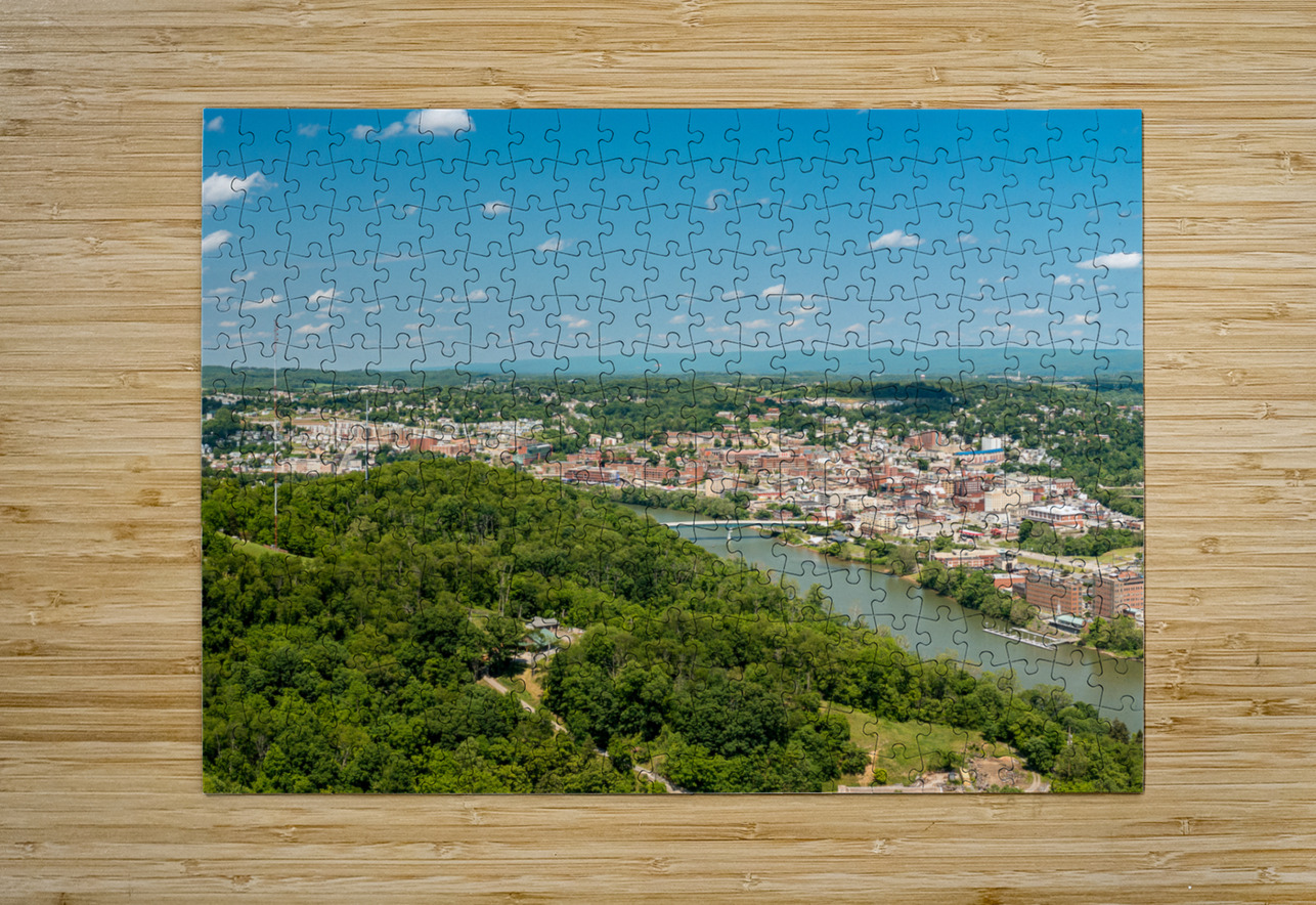 Aerial panorama image of the downtown and university in Morgantown Steve Heap Puzzle printing