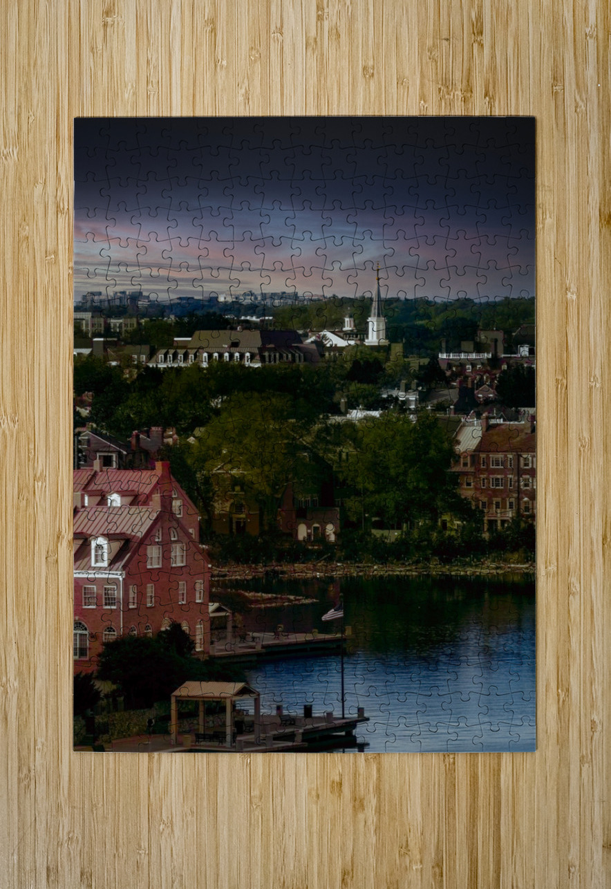 Moody view of city of Alexandria in Virginia at sunset Steve Heap Puzzle printing