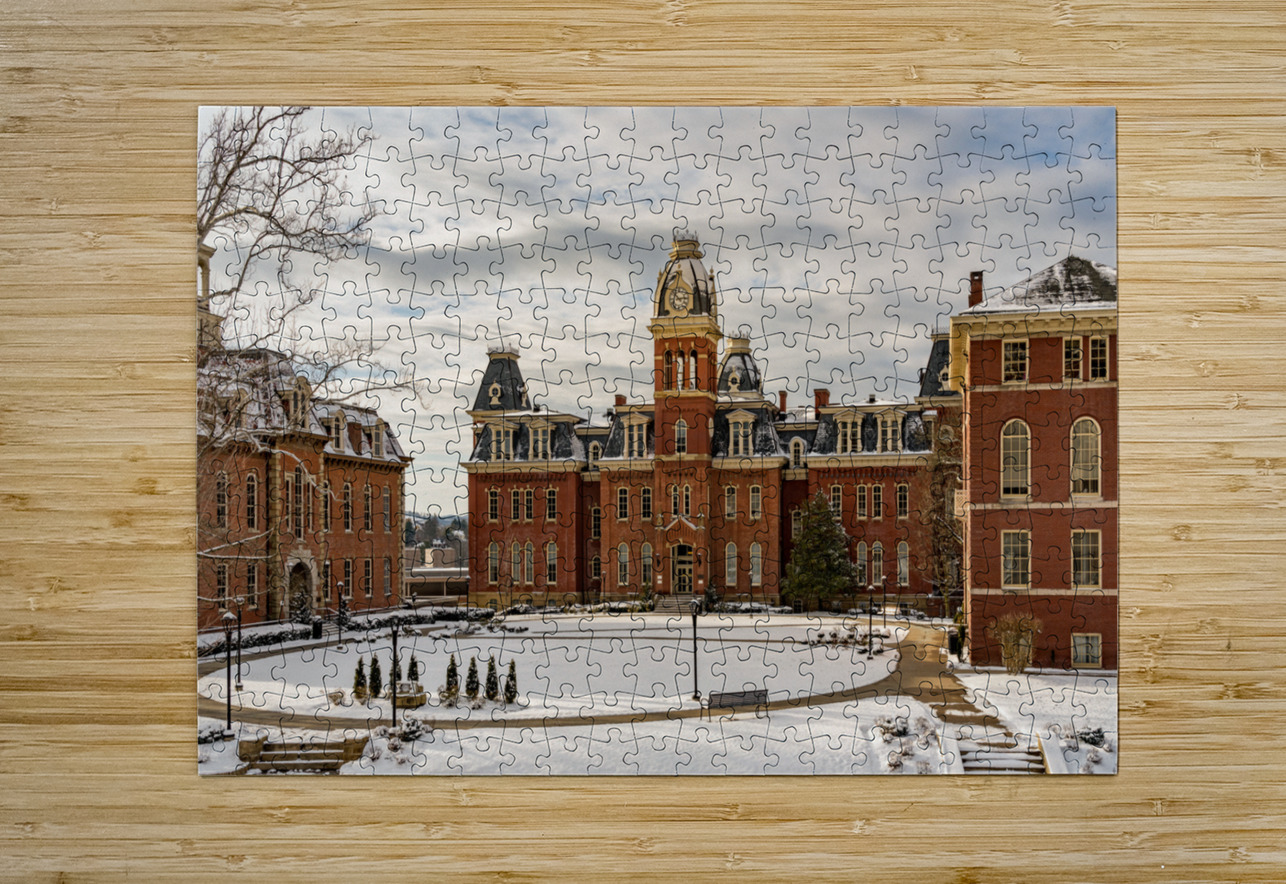 Woodburn Hall at West Virginia University in the snow Steve Heap Puzzle printing