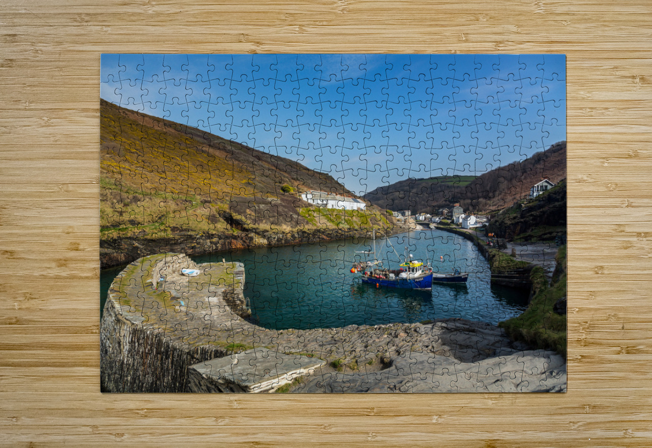 Fishing boats in harbor of Boscastle Cornwall Steve Heap Puzzle printing
