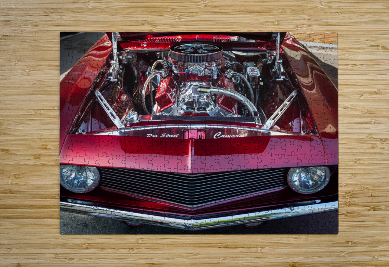 Engine compartment of chromed Camaro Steve Heap Puzzle printing