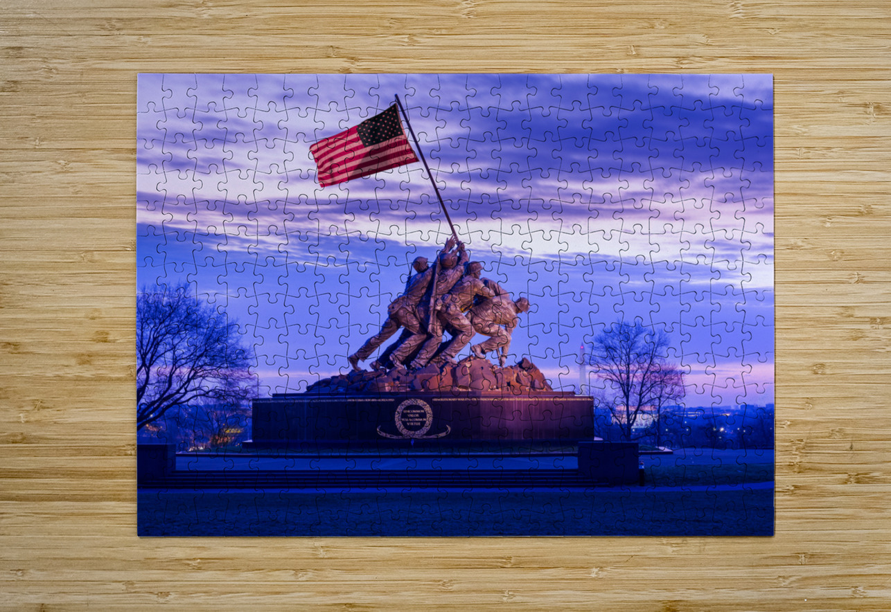 Iwo Jima Memorial at dawn as sun rises Steve Heap Puzzle printing