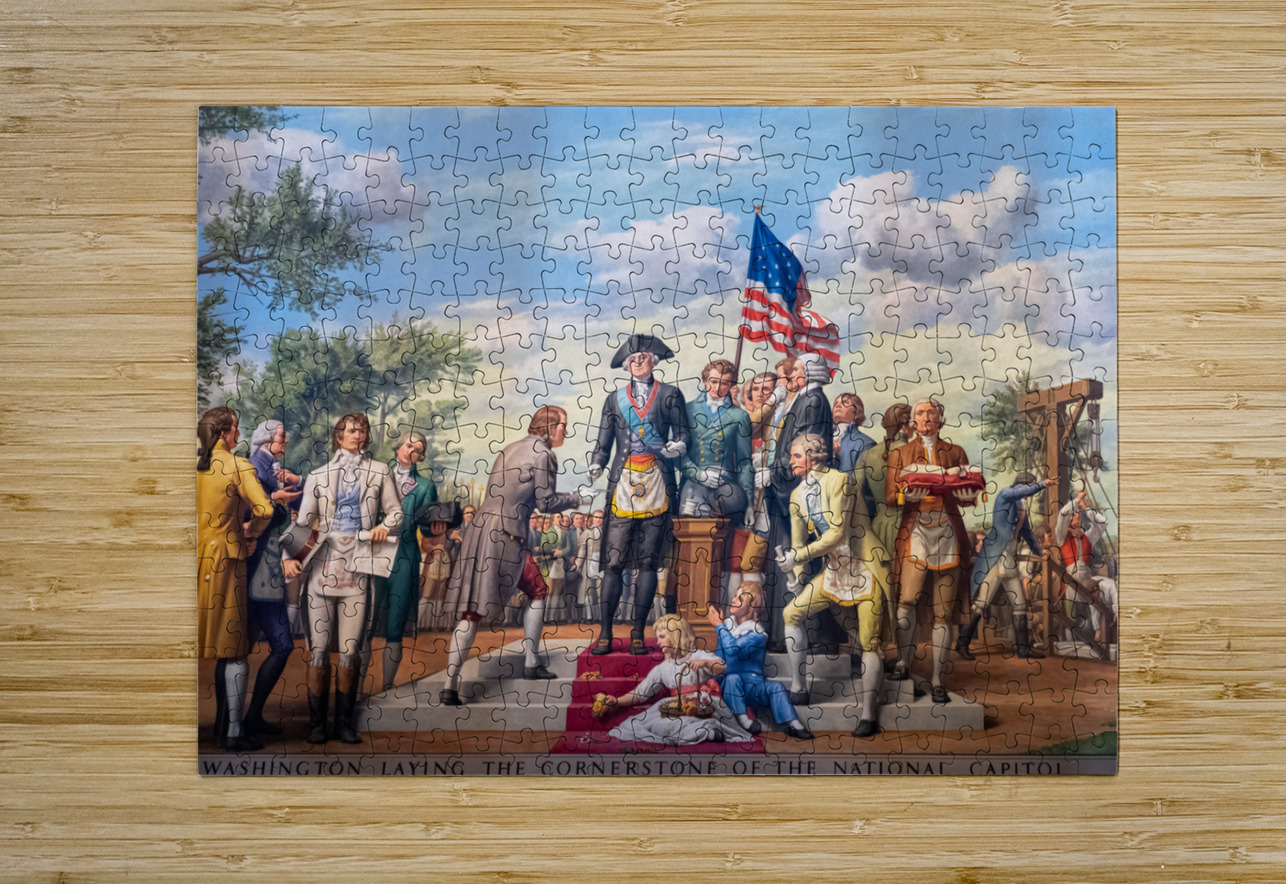 Detail of wall mural of George Washington Steve Heap Puzzle printing