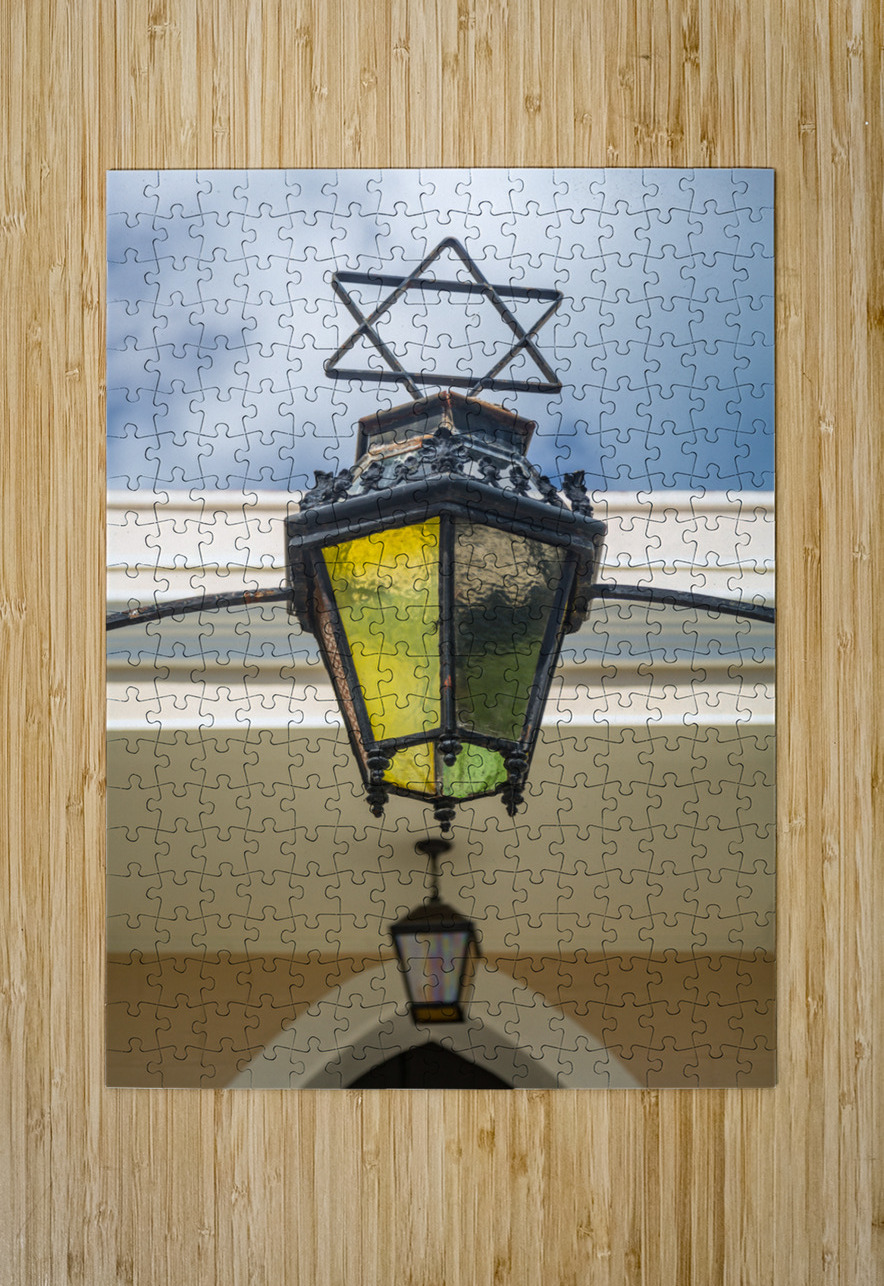 Antique lamp at entrance to synagogue Steve Heap Puzzle printing