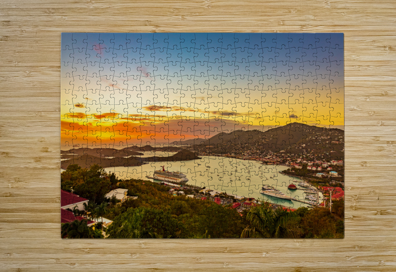 Sunset over Charlotte Amalie St Thomas Steve Heap Puzzle printing