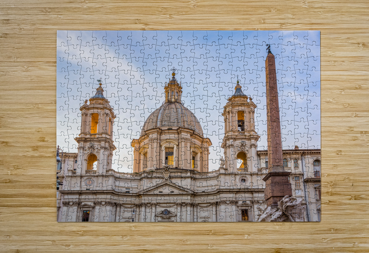 Dusk in famous Piazza Navona Steve Heap Puzzle printing