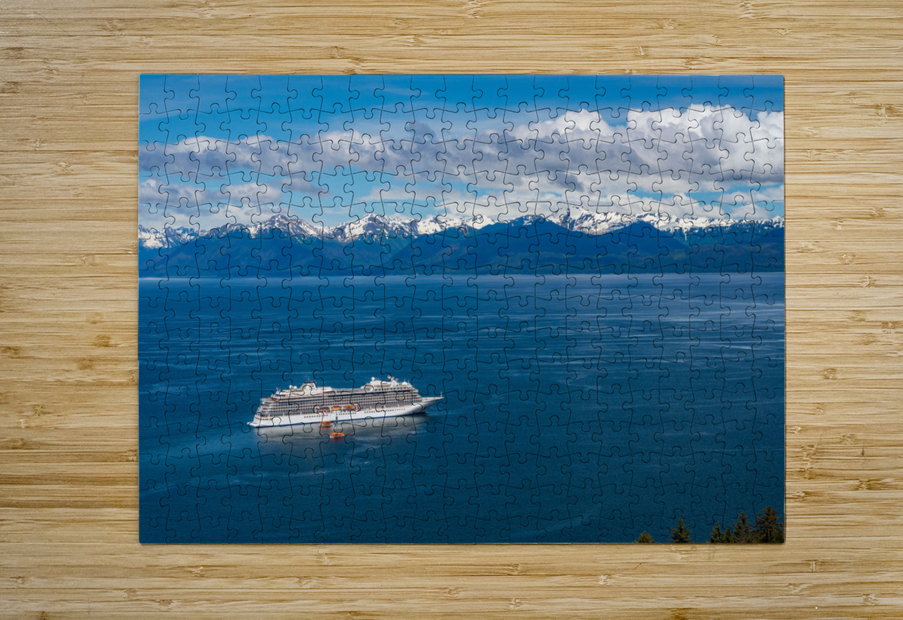 Viking Orion anchored at Icy Strait Point in Alaska Steve Heap Puzzle printing