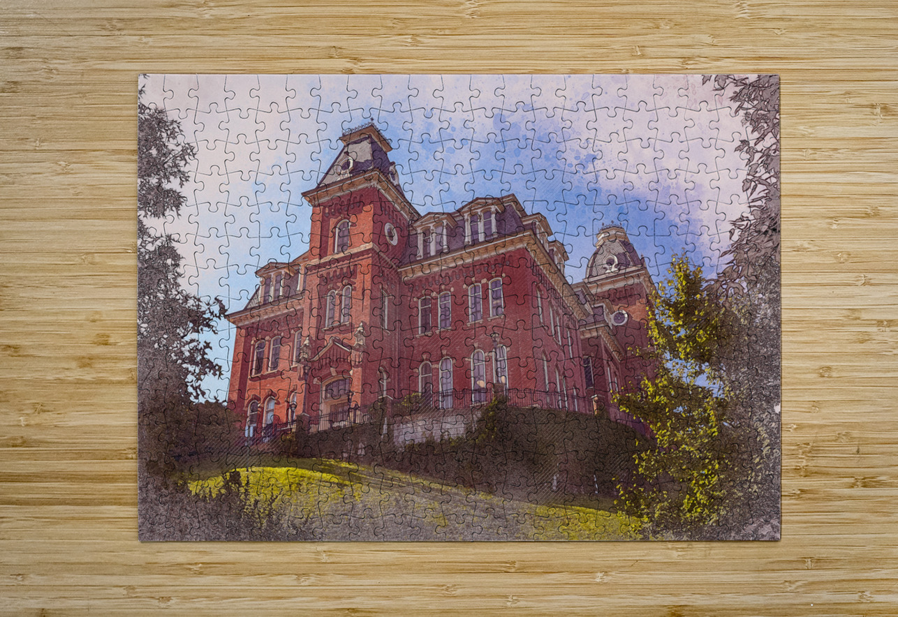 Digital art of Woodburn Hall at WVU in Morgantown Steve Heap Puzzle printing