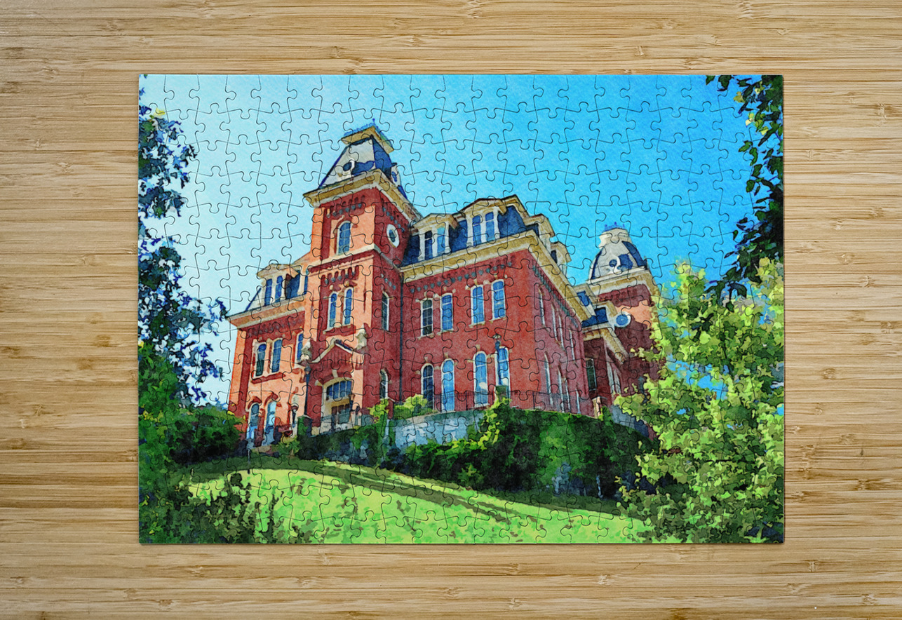 Water color of Woodburn Hall at WVU in Morgantown Steve Heap Puzzle printing