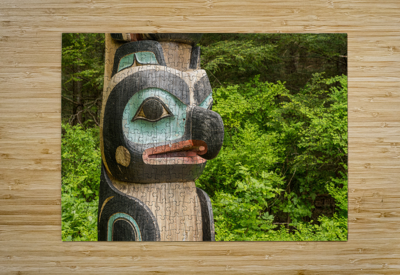 Detail of carved totem pole in the Sitka National Historical Par Steve Heap Puzzle printing