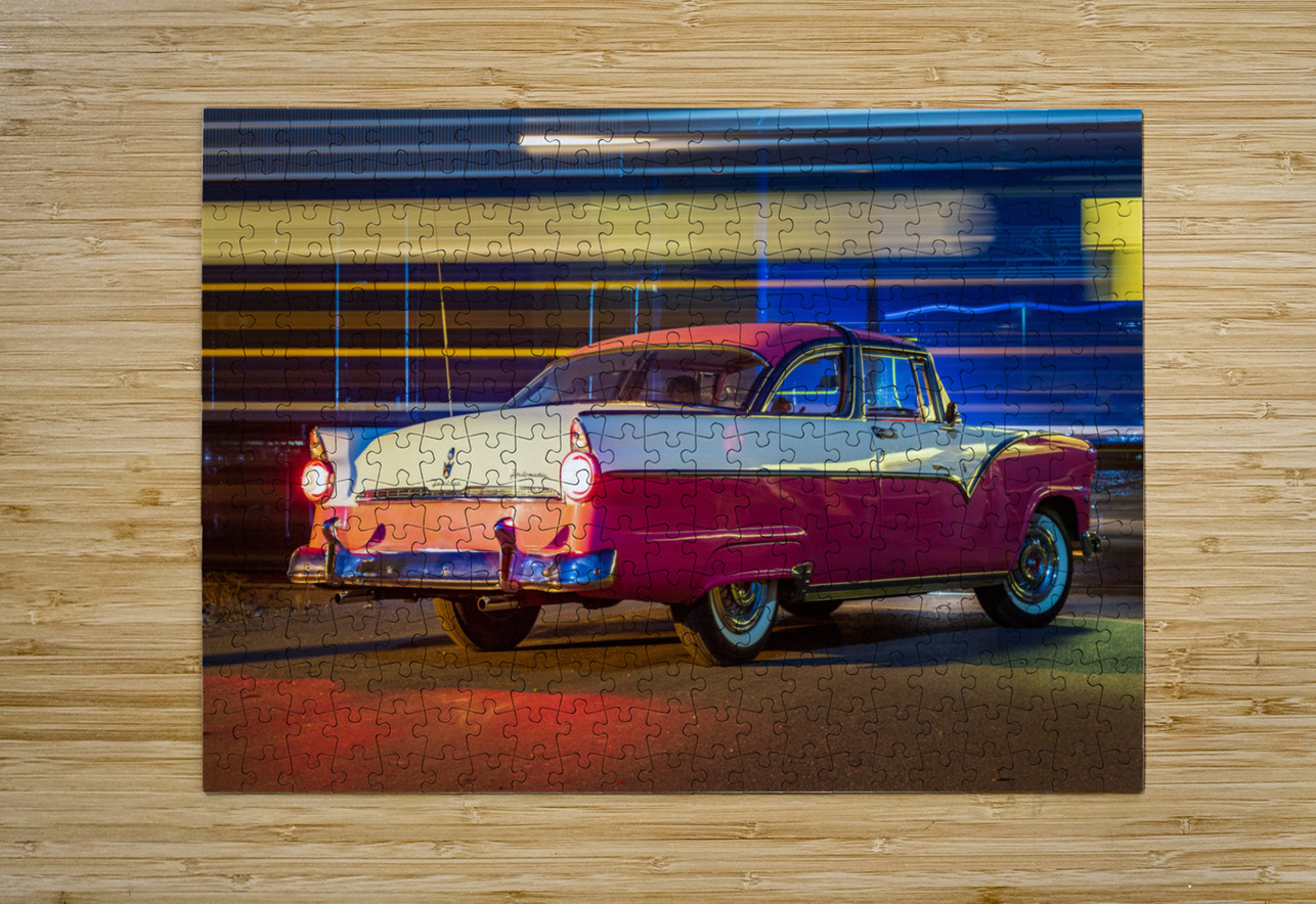 Vintage car at railroad crossing Steve Heap Puzzle printing